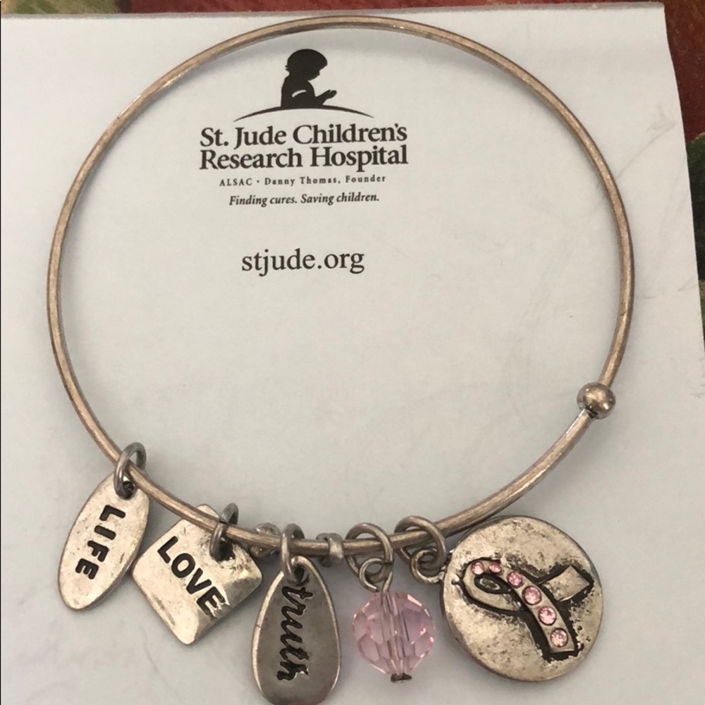 Breast cancer expandable silver bracelet Hope NEW - Picture 2 of 2